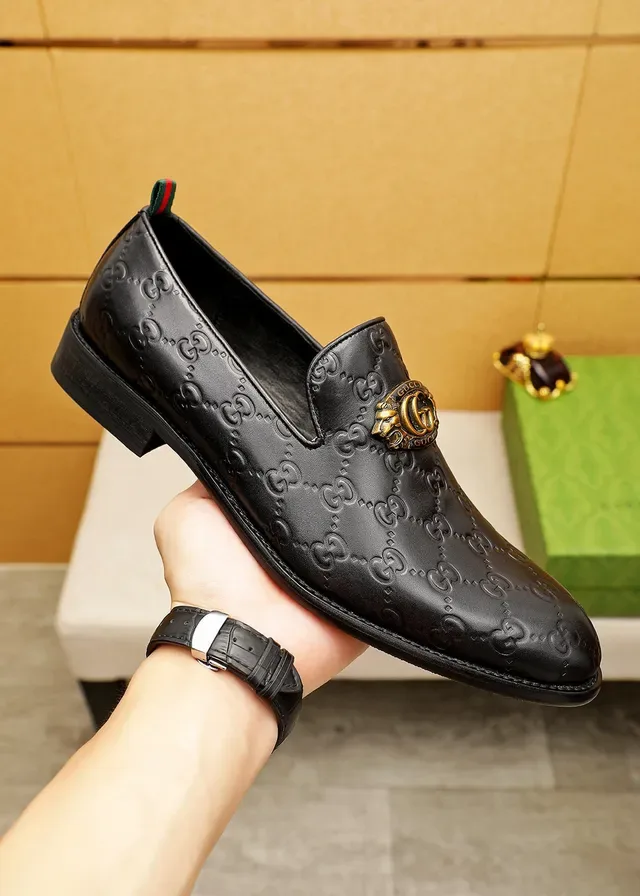 Gucci Horsebit 1955 Black Embossed GG Loafers 7