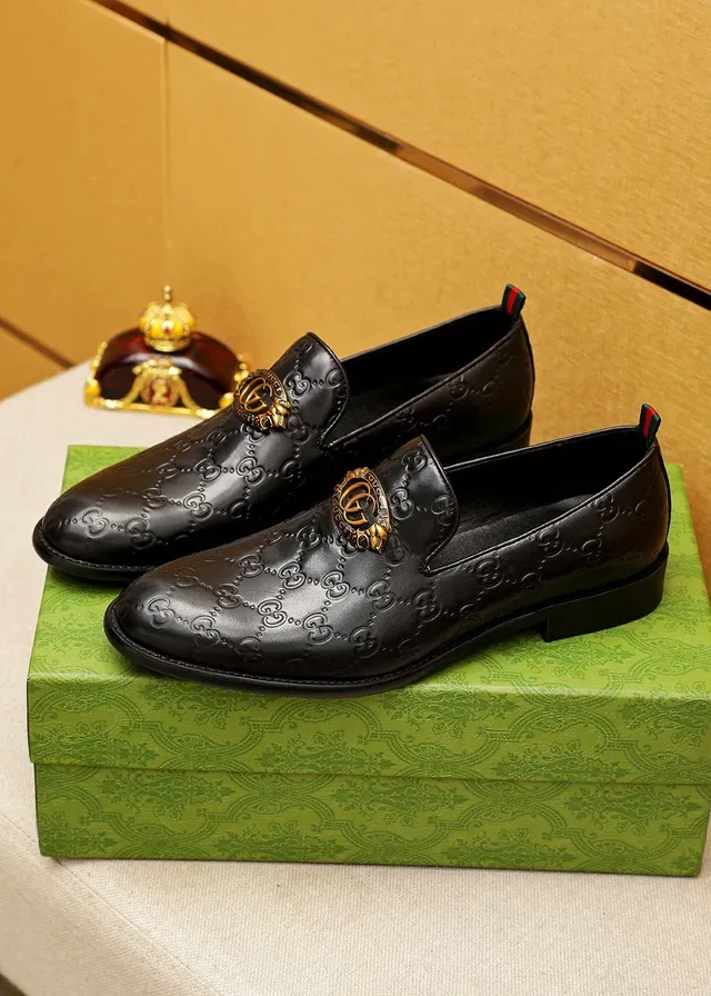 Gucci Horsebit 1955 Black Embossed GG Loafers 8