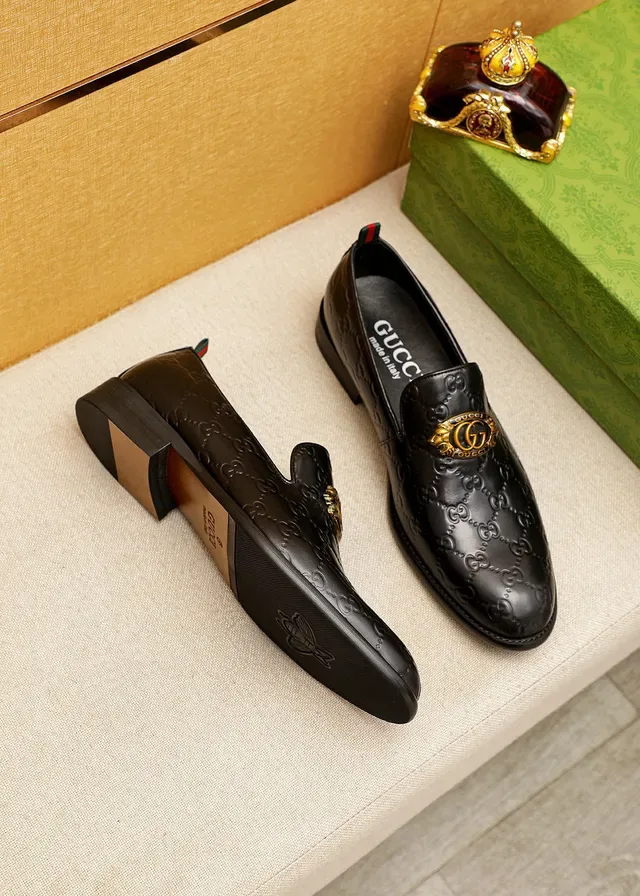 Gucci Horsebit 1955 Black Embossed GG Loafers 9