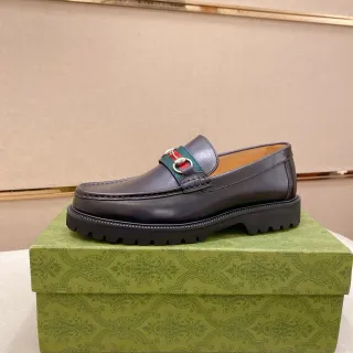 Gucci Horsebit 1955 काला हरा चमड़े के ऊपरी वेब स्ट्राइप स्ट्रैप लोअफर
