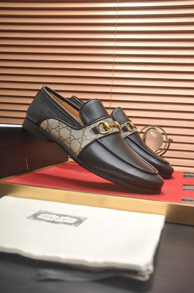 Gucci Horsebit 1955 Black Leather and GG Web Loafers 3