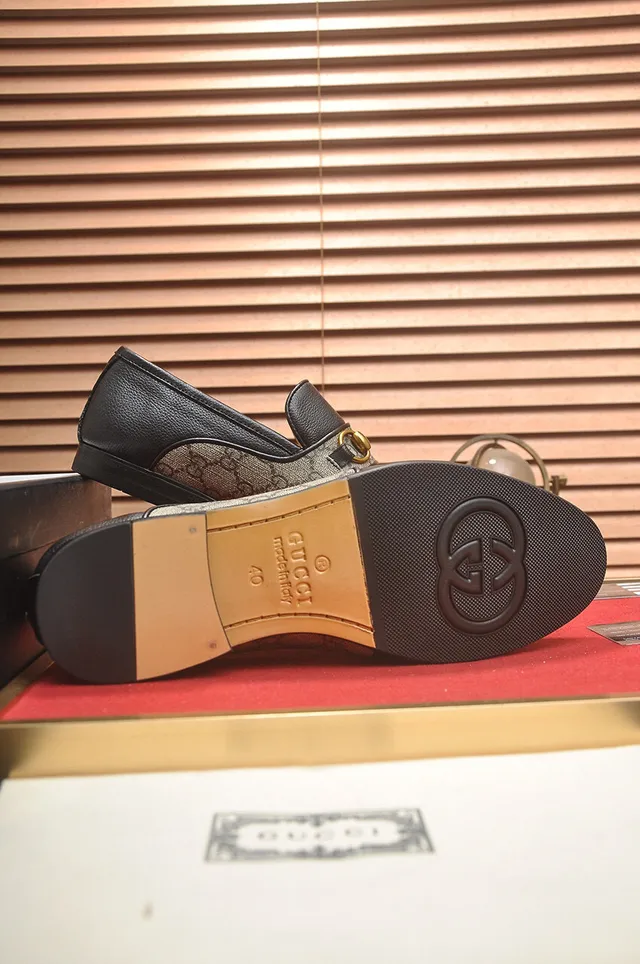Gucci Horsebit 1955 Black Leather and GG Web Loafers 6