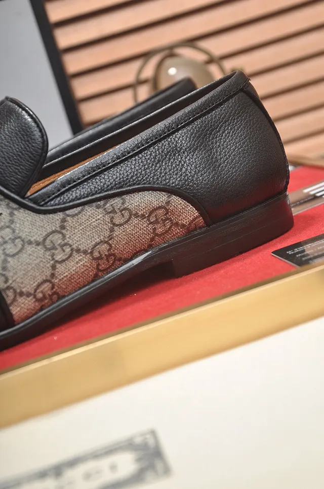 Gucci Horsebit 1955 Black Leather and GG Web Loafers 8