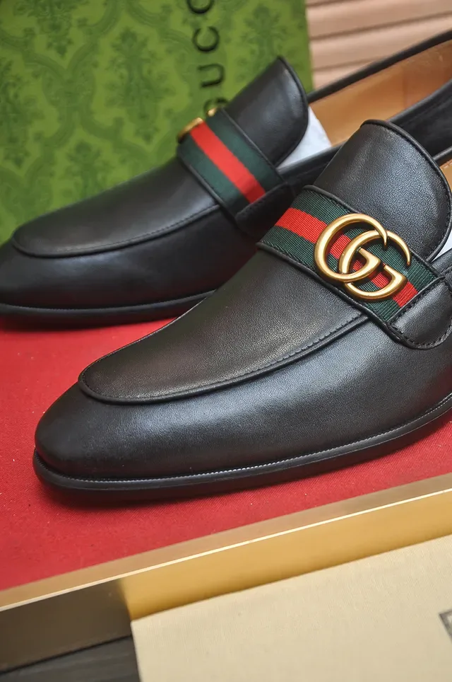 Gucci Horsebit 1955 Black Leather Web Stripe Loafers 2