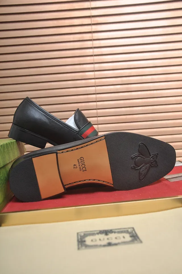 Gucci Horsebit 1955 Black Leather Web Stripe Loafers 3
