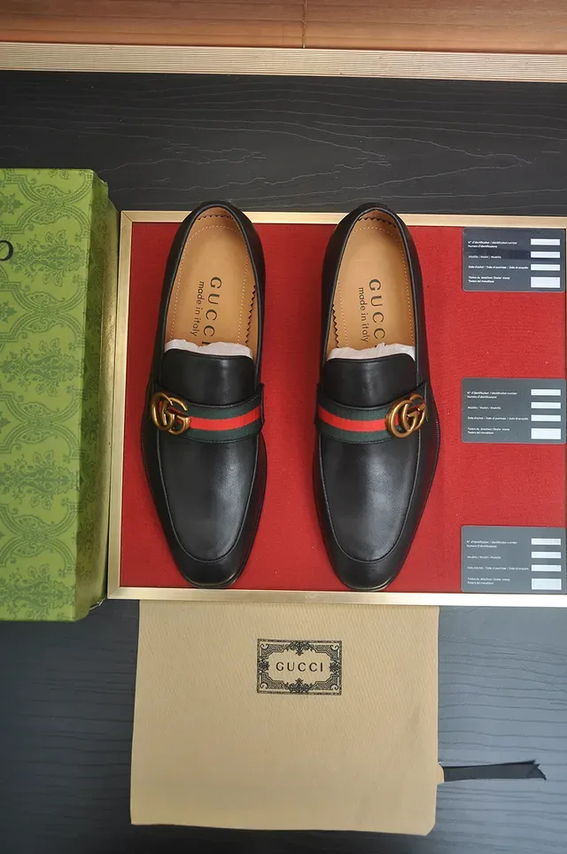 Gucci Horsebit 1955 Black Leather Web Stripe Loafers 5