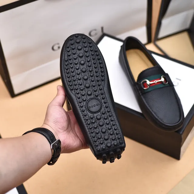 Gucci Horsebit 1955 Black Pebbled Leather Loafers 4