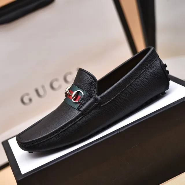 Gucci Horsebit 1955 Black Pebbled Leather Loafers 6