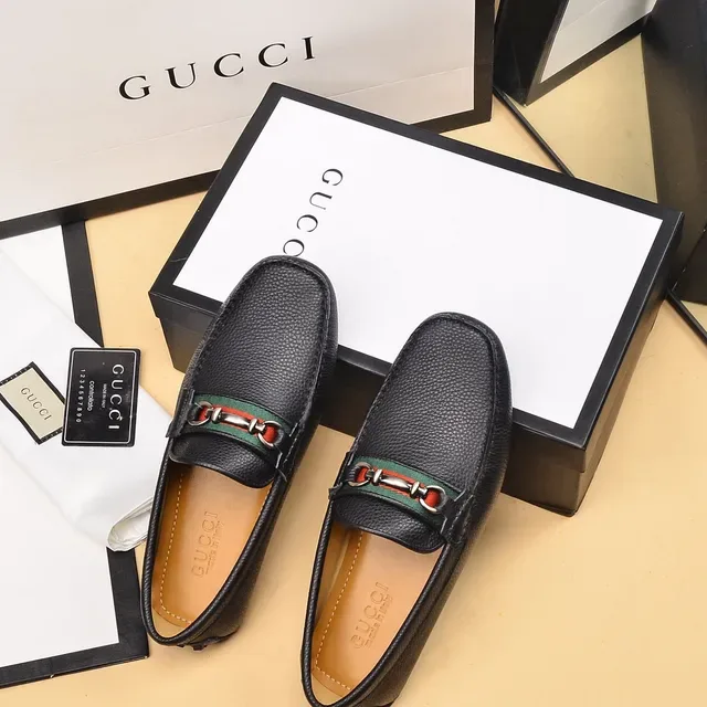 Gucci Horsebit 1955 Black Pebbled Leather Web Stripe Loafers 4