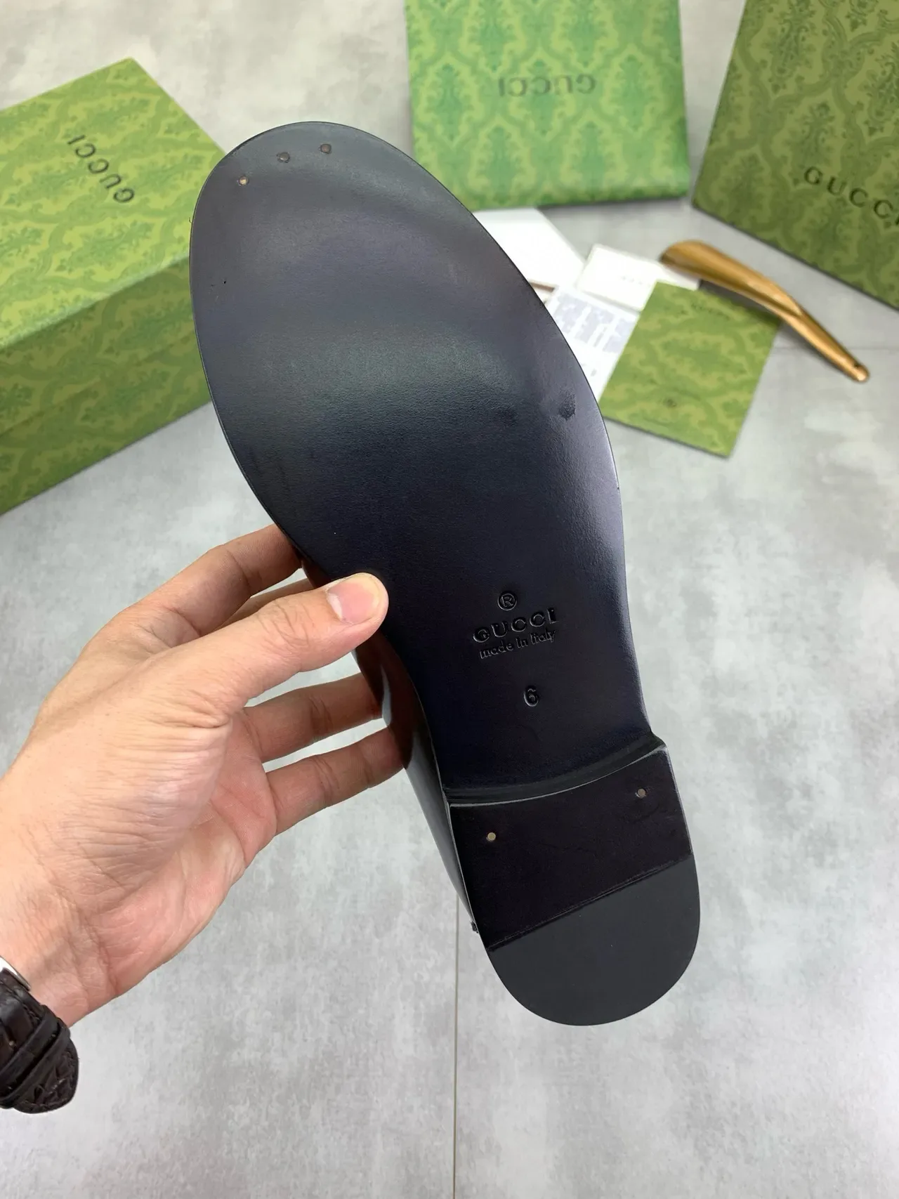 Gucci Horsebit 1955 Black Silver Polished Leather Embossed GG Monogram Loafer 3