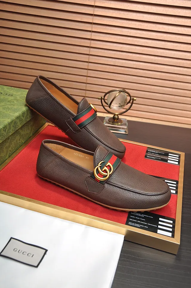 Gucci Horsebit 1955 Brown Pebbled Leather Loafers 5