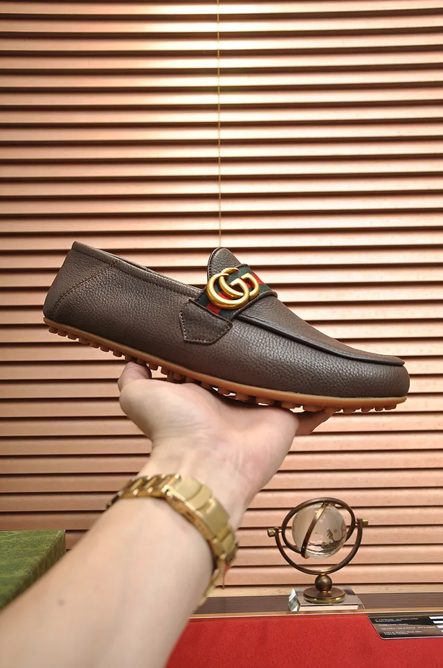 Gucci Horsebit 1955 Brown Pebbled Leather Loafers 7