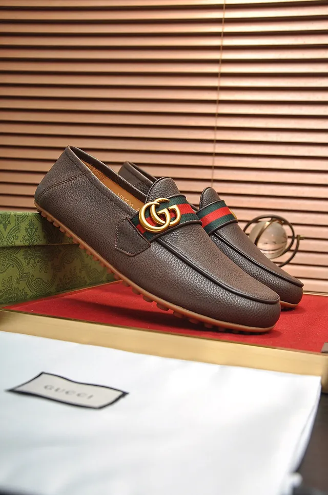Gucci Horsebit 1955 Brown Pebbled Leather Loafers 9
