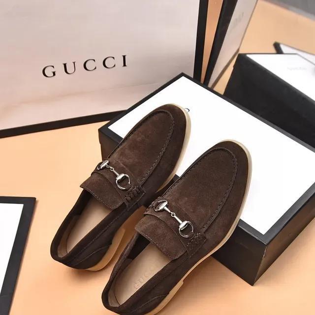Gucci Horsebit 1955 Brown Suede Loafers 8