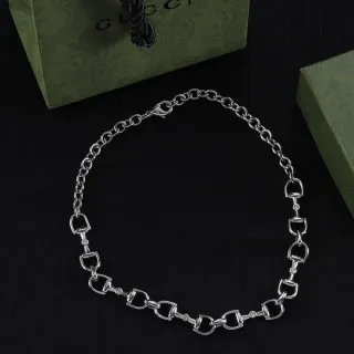 Gucci Horsebit 1955 Crystal-Embellished Silver-Tone Necklace