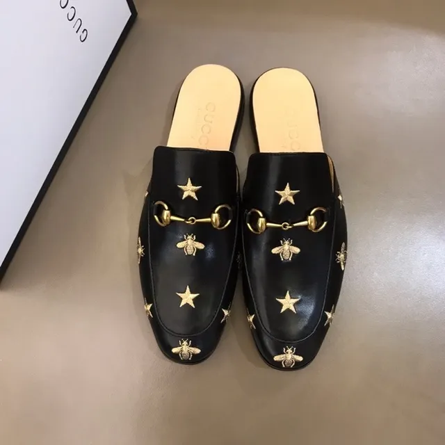 Gucci Horsebit 1955 Mulas de couro preto bordadas estrela e abelha 7