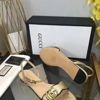 Gucci Horsebit 1955 Metallic Gold and Black Gladiator Sandals