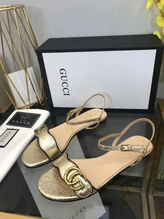 Gucci Horsebit 1955 Sandálias Gladiator Metálicas de Ouro e Preto 2