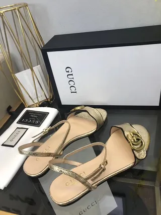 Gucci Horsebit 1955 Sandálias Gladiator Metálicas de Ouro e Preto 8