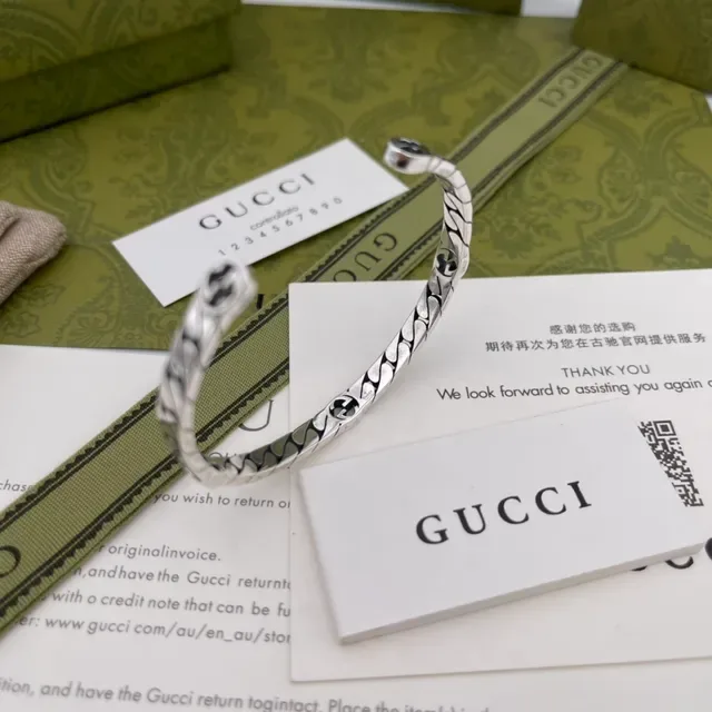 Gucci Interlocking G Chain-Link Open Cuff Bracelet 3