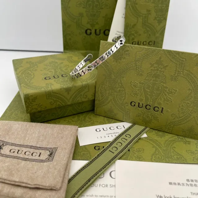 Gucci Interlocking G Chain-Link Open Cuff Bracelet 4