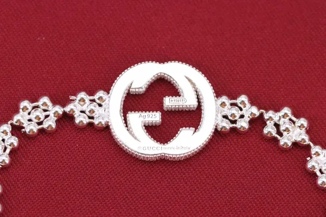 Gucci Interlocking G Floral-Link Silver Bracelet 5