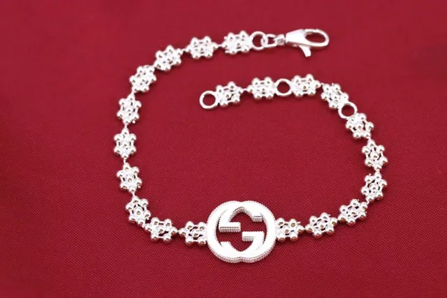 Gucci Interlocking G Floral-Link Silver Bracelet 6