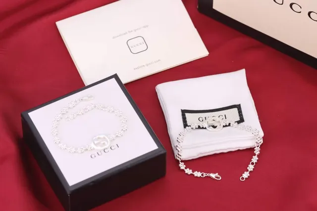 Gucci Interlocking G Floral-Link Silver Bracelet 8