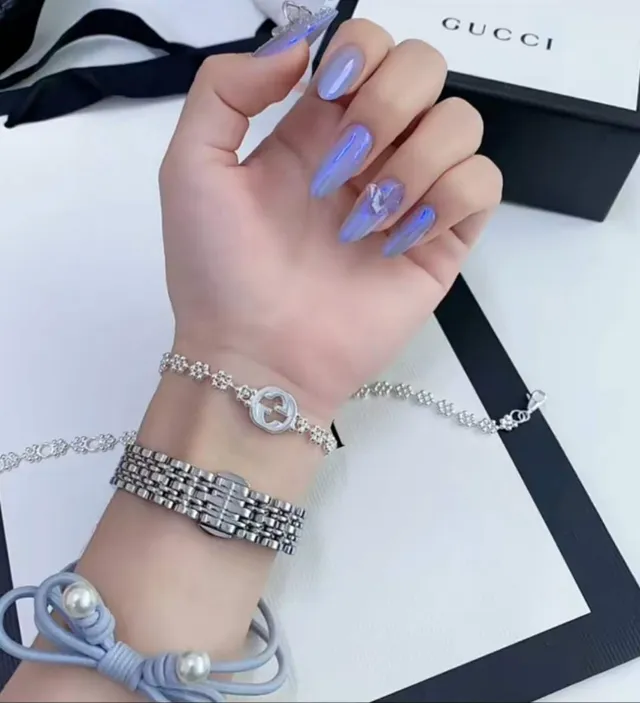 Gucci Interlocking G Floral-Link Silver Bracelet 9