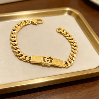 Gucci Interlocking G Pulsera de eslabones curb dorados