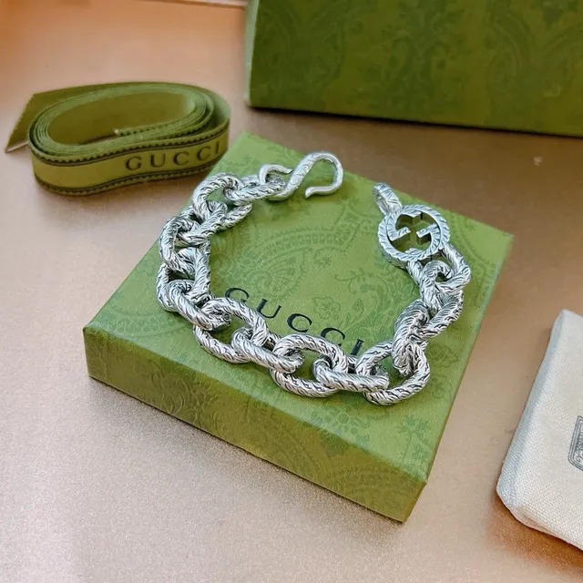 Gucci Interlocking G Twisted Rope-Link Silver Bracelet 4