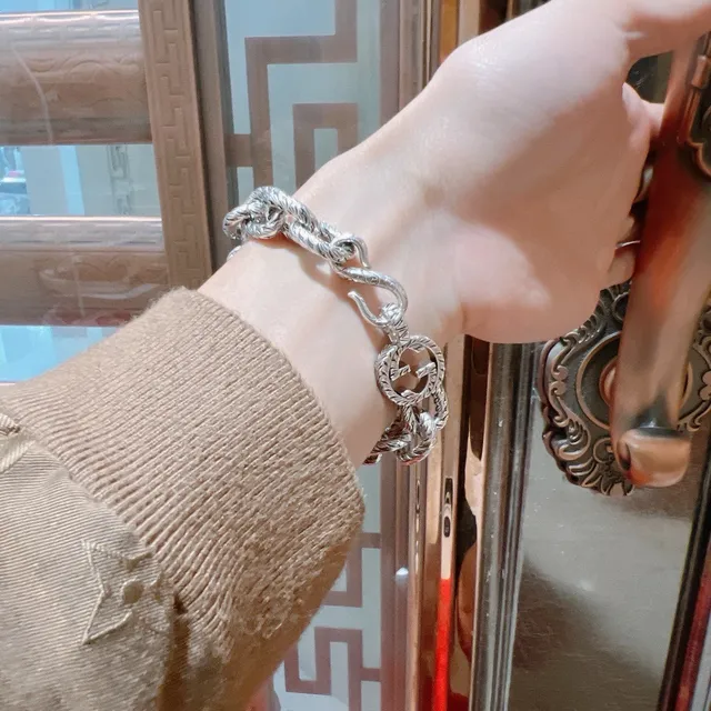 Gucci Interlocking G Twisted Rope-Link Silver Bracelet 8