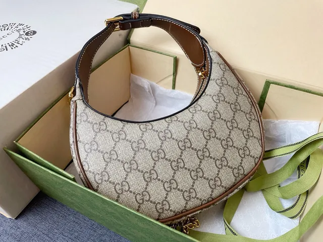 Gucci Jackie 1961 Beige Brown GG Monogram Canvas Underarm Bag 4