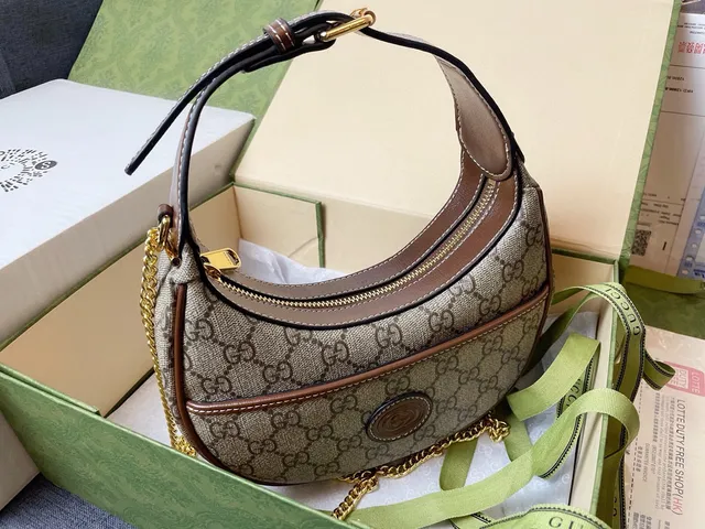 Gucci Jackie 1961 Beige Brown GG Monogram Canvas Underarm Bag 5