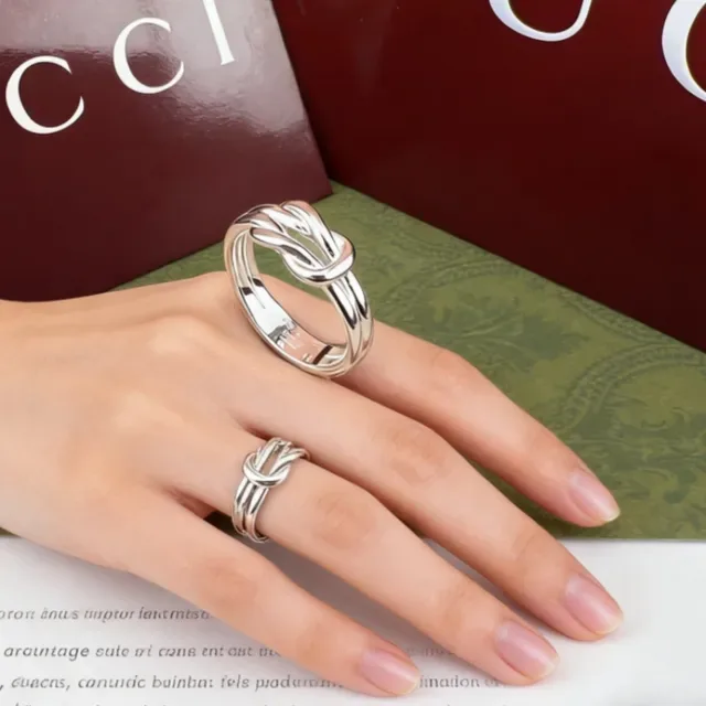 Gucci Knot Interwoven Polished Silver Ring 4