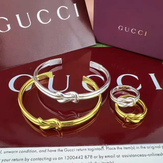 Gucci Knot Interwoven Polished Silver Ring 8