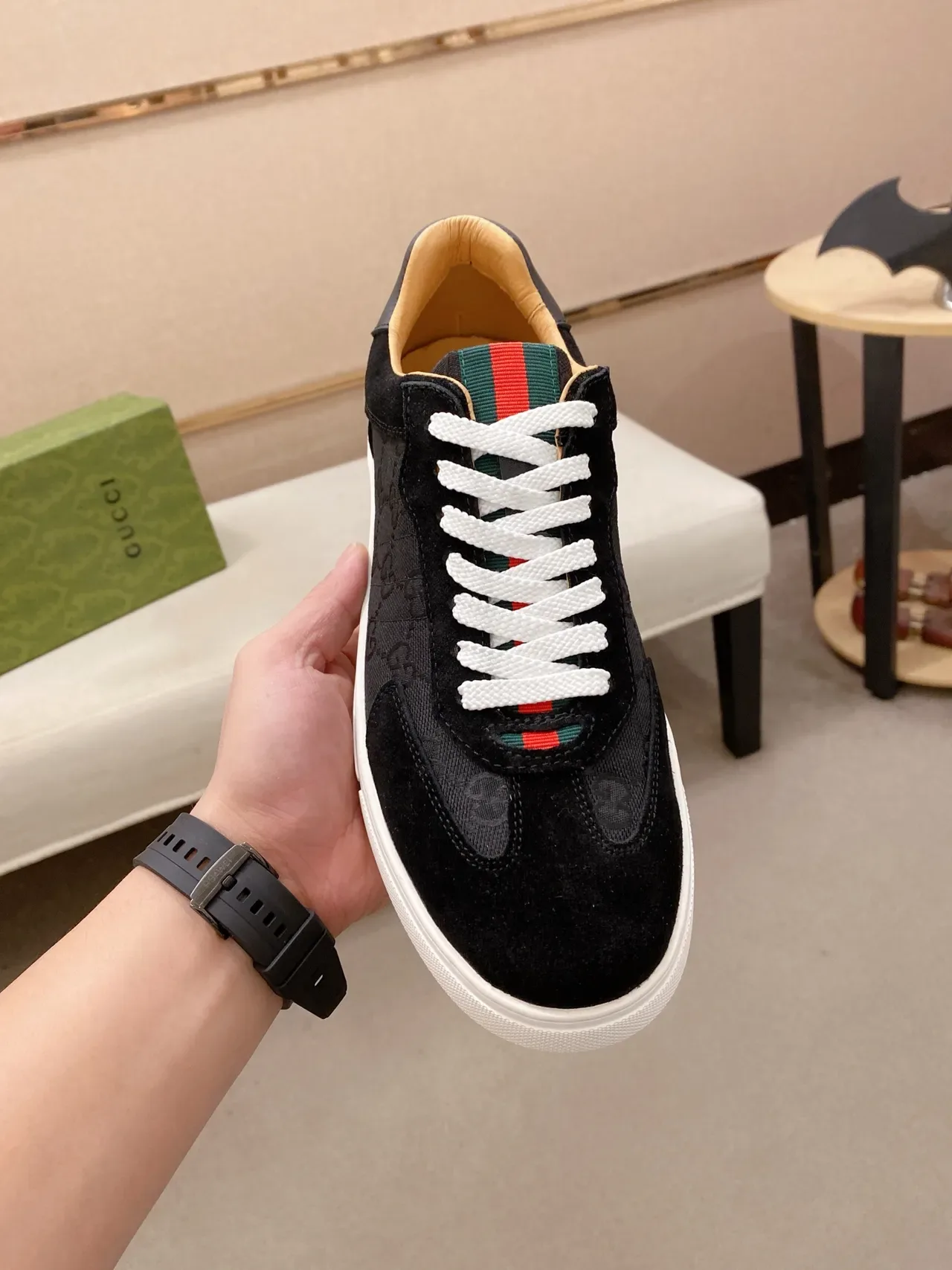 Gucci Monogram Suede Low-Top Sneaker 6
