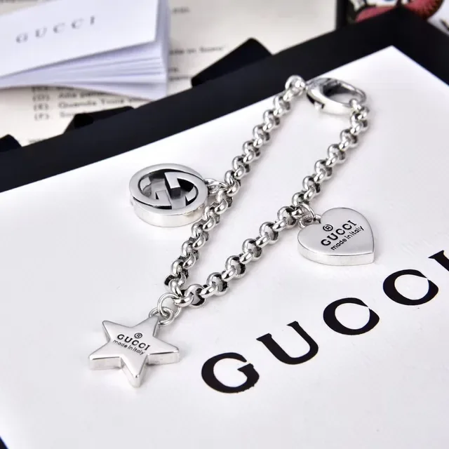 Gucci Multi-Charm Silver Chain Bracelet 7