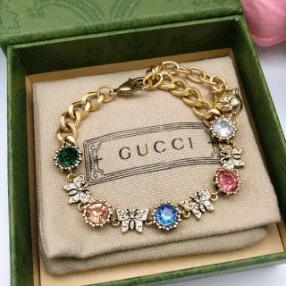 Gucci Multicolor Crystal Tiger Head Butterfly Bracelet