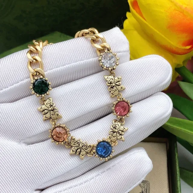 Gucci Multicolor Crystal Tiger Head Butterfly Bracelet 3