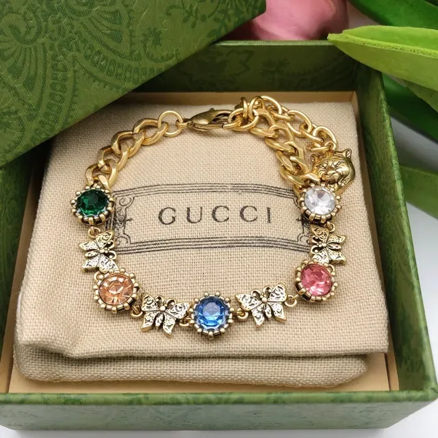 Gucci Multicolor Crystal Tiger Head Butterfly Bracelet 5