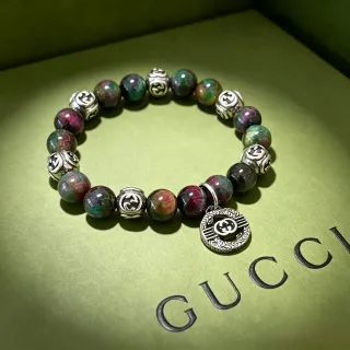 Gucci Multicolor Silver Beaded Stretch Bracelet