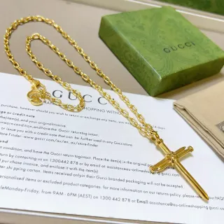 Gucci Nail Cross Gold-Tone Chain Necklace
