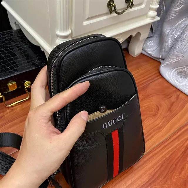 Gucci Ophidia Sac Messenger en Cuir Pebbled Noir avec Rayure Web 5