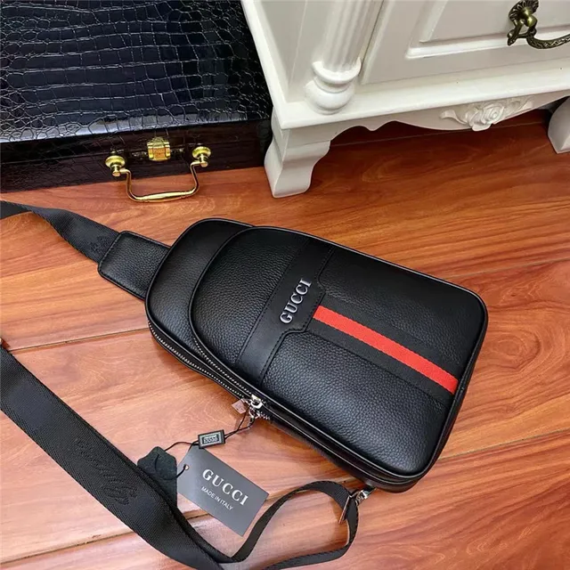Gucci Ophidia Sac Messenger en Cuir Pebbled Noir avec Rayure Web 7