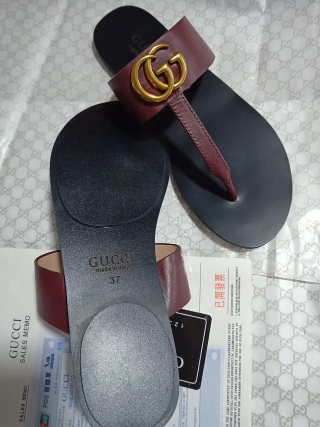 Gucci Ophidia Borgonha Preto Interlocking GG Logo Cinto de Couro Sandálias Casual 3
