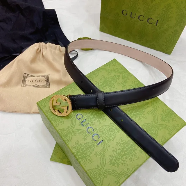 Gucci Ophidia GG أسود ذهبي Interlocking G إبزيم حزام جلد ناعم 2
