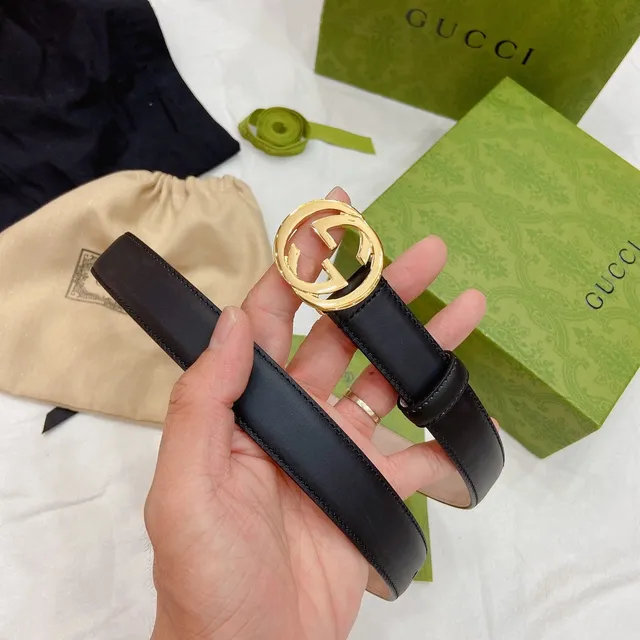Gucci Ophidia GG أسود ذهبي Interlocking G إبزيم حزام جلد ناعم 3
