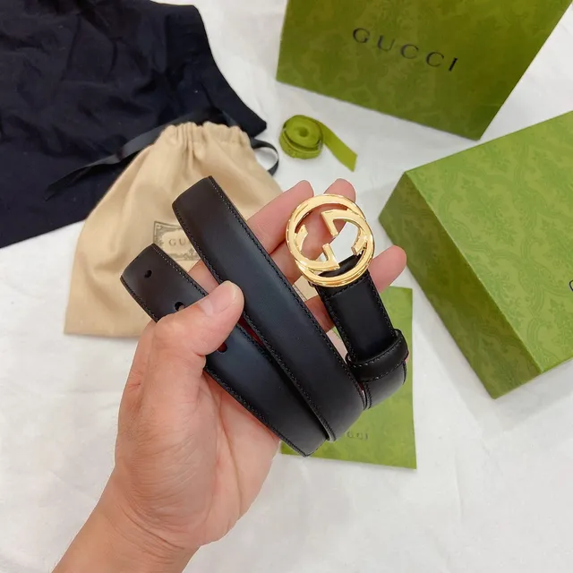 Gucci Ophidia GG أسود ذهبي Interlocking G إبزيم حزام جلد ناعم 5