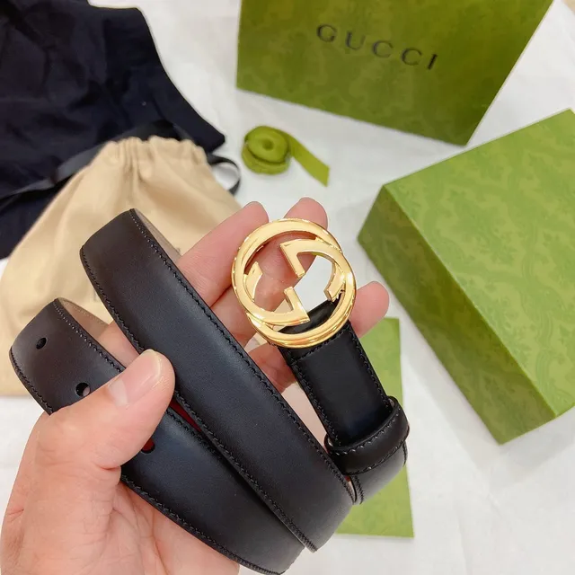 Gucci Ophidia GG أسود ذهبي Interlocking G إبزيم حزام جلد ناعم 6